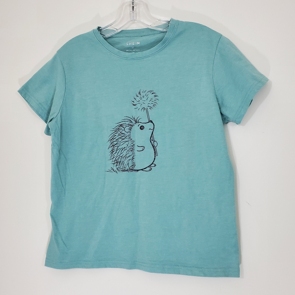 Shein Blue/Green Porcupine Tee, Size XL